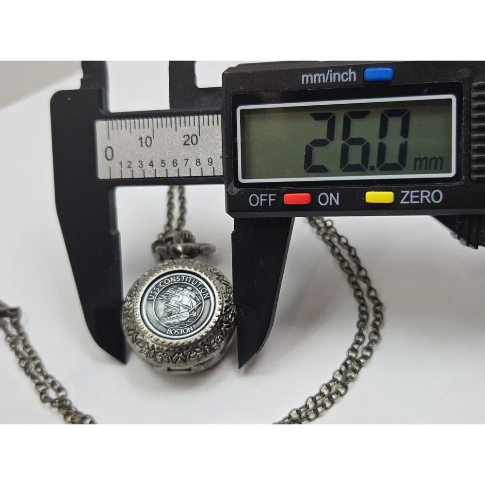 USS Constitution Old Ironsides Boston Pocket Watch Pendant Necklace New Battery